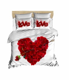 L'essentiel linge de maison Juego de funda de edredón individual Rojo y blanco